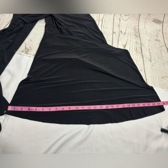 Last Tango Women’s Pants Black Stretch Extra Wide Leg Raw Hem - Picture 9 of 11